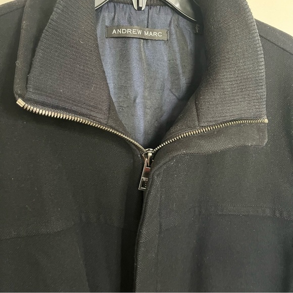 Men’s Andrew Marc Wool Blend Bomber Jacket Full Zip Size Large Black - Picture 2 of 10